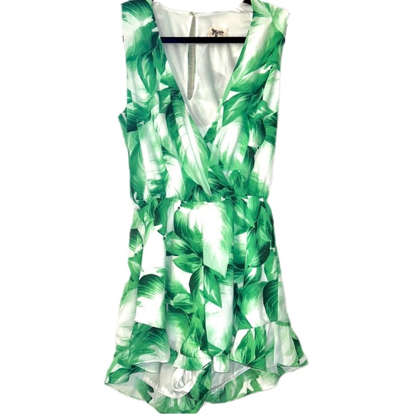 Show Me Your Mumu Riri Green Tropical Floral Print Romper Size Small - Picture 2 of 6